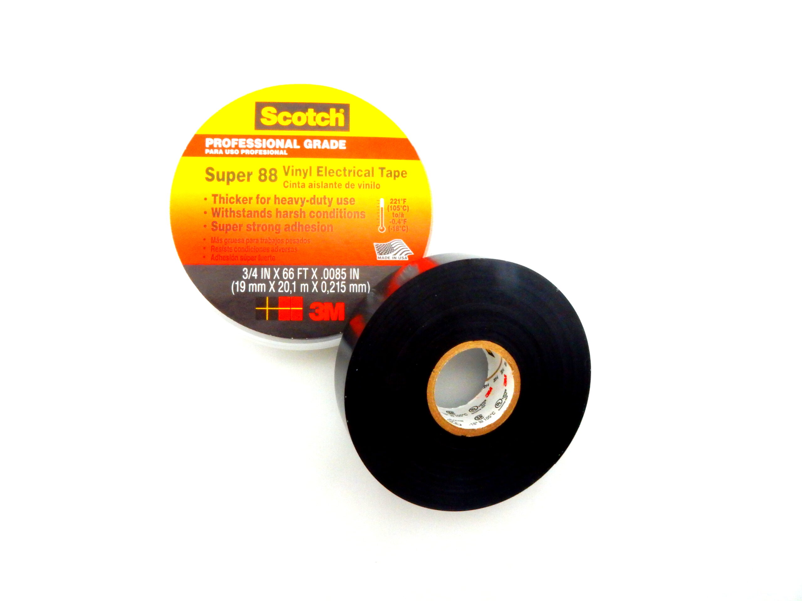 3 Pack 3/4 in x 66 ft Black Scotch Vinyl Electrical Tape Strong Super 33 