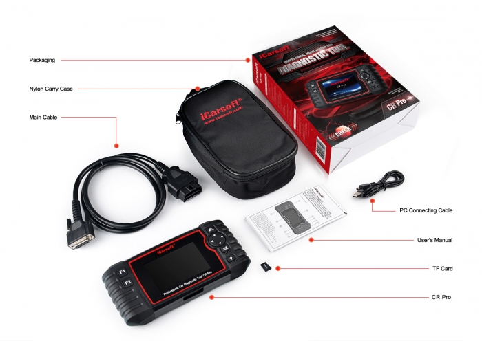 ICARSOFT CR PRO PROFESSIONAL MULTI BRAND & SYSTEM OBDII DIAGNOSTIC CODE SCAN 
